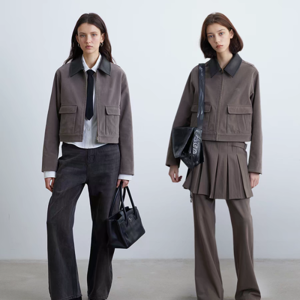 Vintage Industrial Cropped Utility Jacket